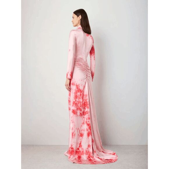Alexandra Alonso Rojas mockneck silk draped gown in red ice dye Size US6 $1448 - Picture 4 of 13